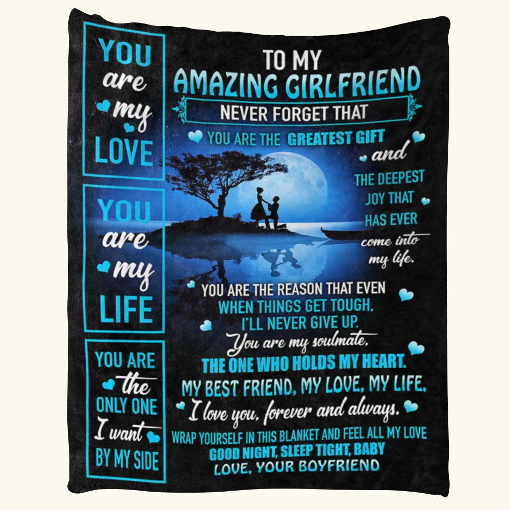 You Are My Love You Are My Life Couple Propose On Moon Custom Blanket Gift For Girlfriend
