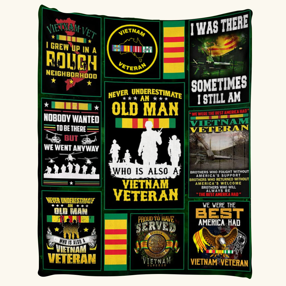 Never Underestimate An Old Man Who Is Also A Vietnam Veteran Custom Blanket Gift For Dad