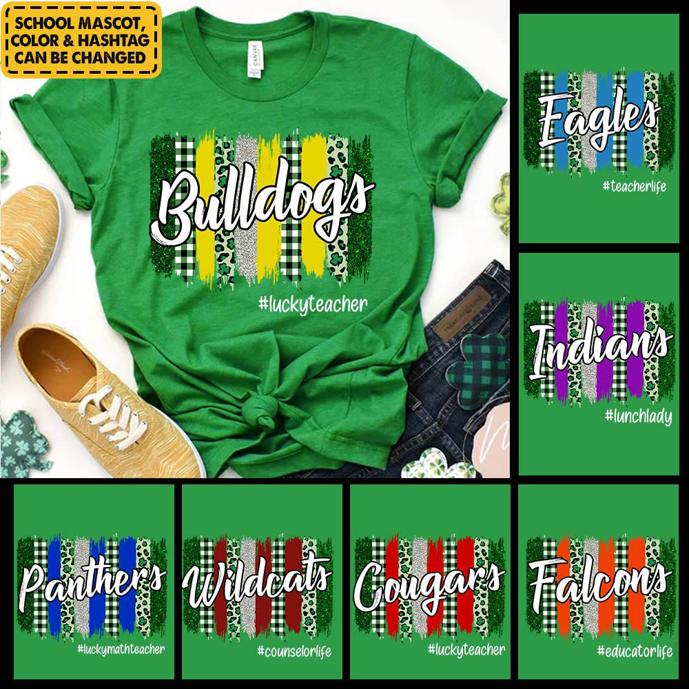 Personalized School Mascot St. Patrick's Day Shirt - Custom Teacher Shirt - Irish Green St. Patrick's Day Shirt