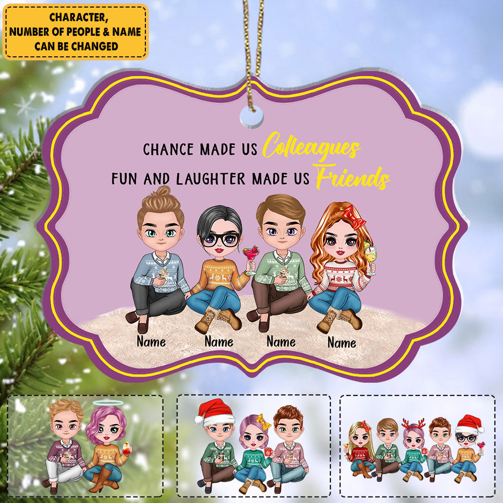 Personalized Ornament For Besties Gift For Sisters Sistas - Chance Made Us Colleagues - Besties Sitting Together Ornament