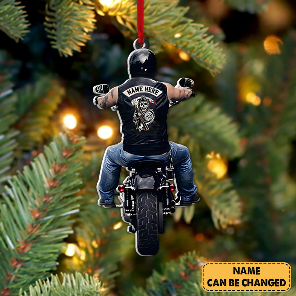 Personalized Ornament Gifts For Biker - Custom Ornaments Gift For Bikers - Biker Skull Ornament