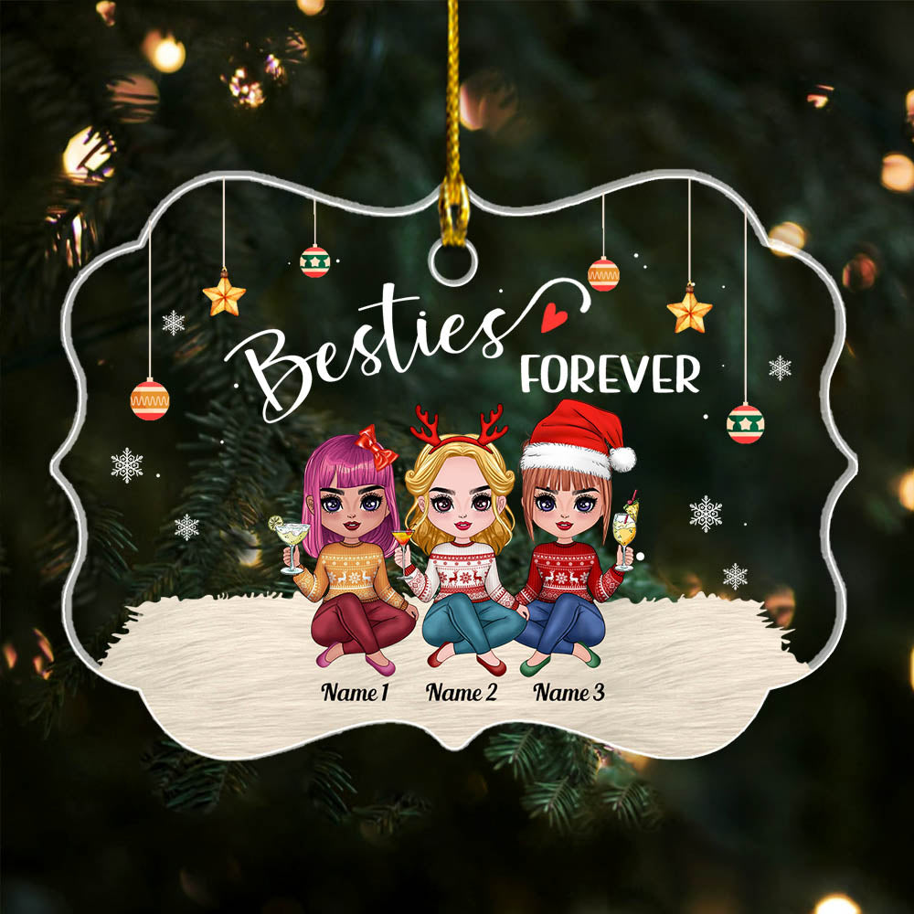 Besties Forever - Personalized Medallion Acrylic Ornament