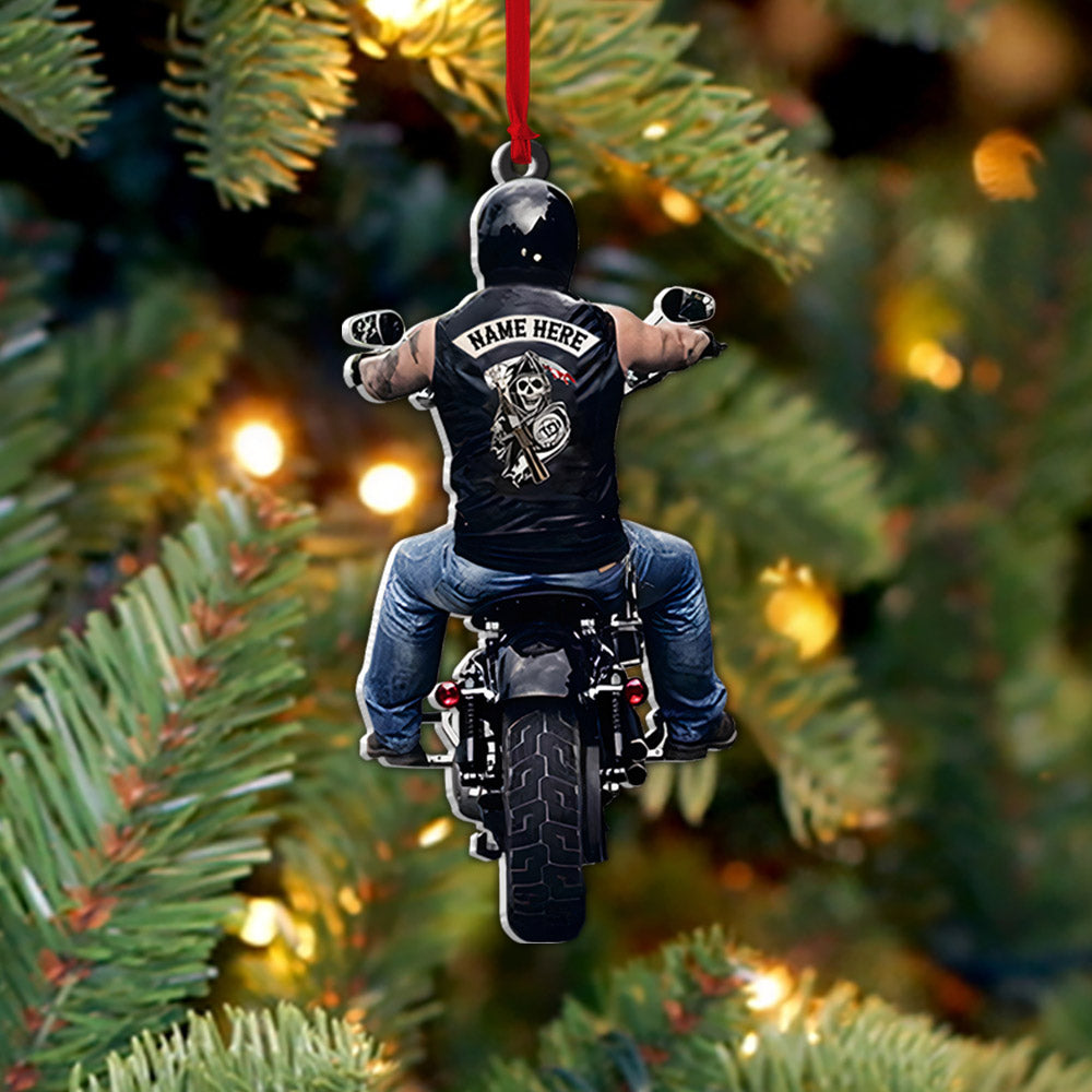Personalized Ornament Gifts For Biker - Custom Ornaments Gift For Bikers - Biker Skull Ornament