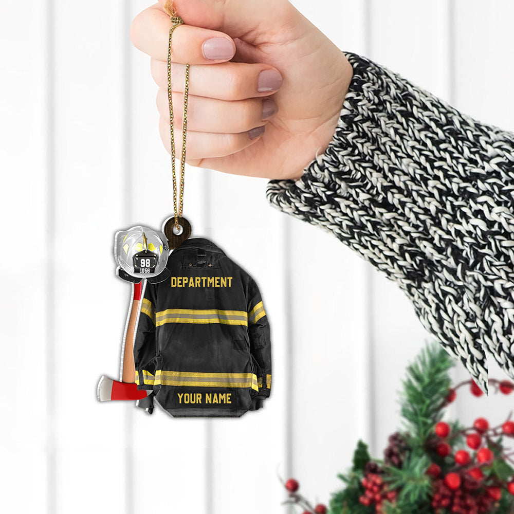 Firefighter Helmet Black Armor Personalized Ornament Gifts For Firefighter Fireman