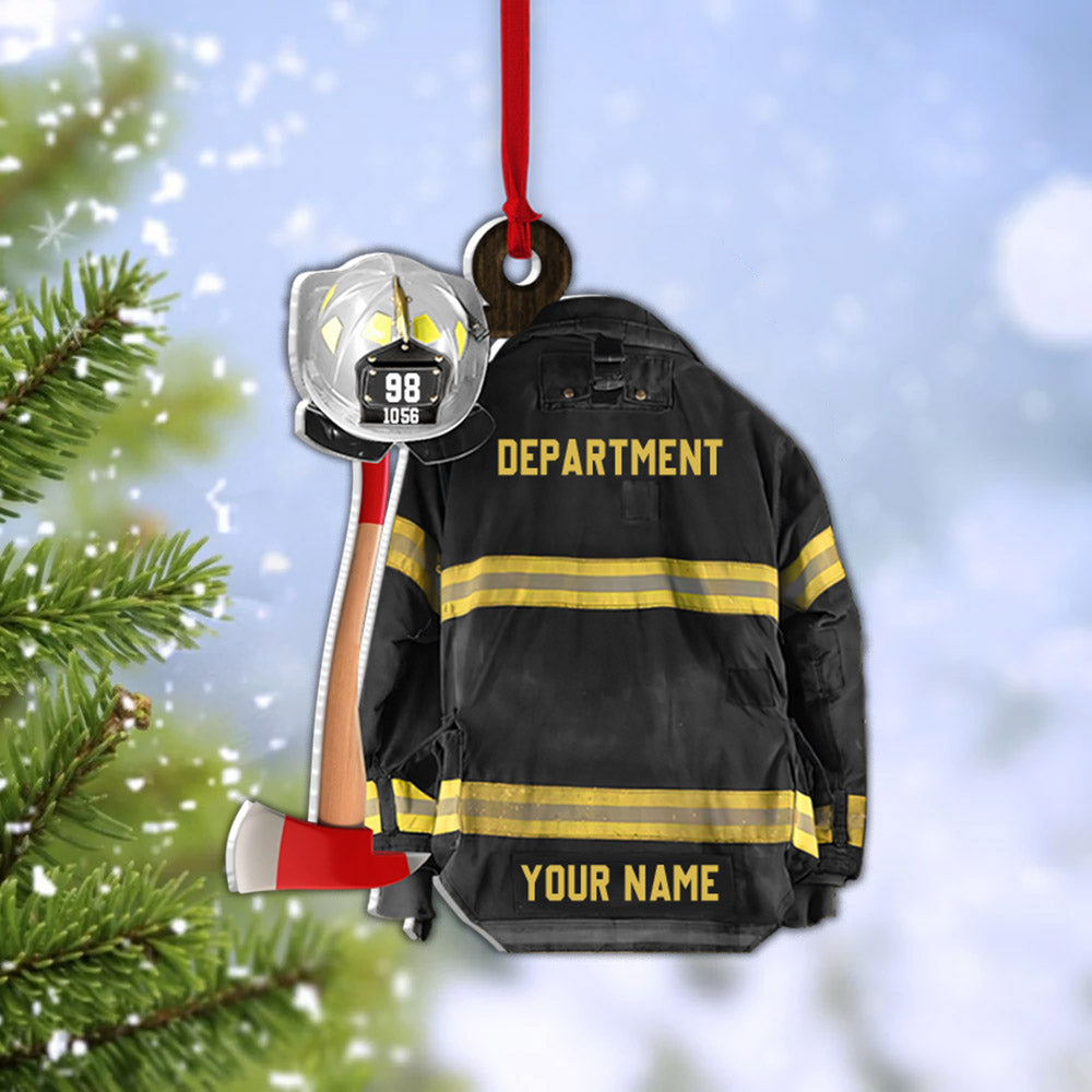 Firefighter Helmet Black Armor Personalized Ornament Gifts For Firefighter Fireman